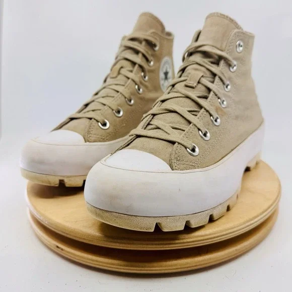 Converse Chuck Taylor All Star Lugged Women's 7 Beige Platform Shoes Hi High Top - Picture 3 of 7